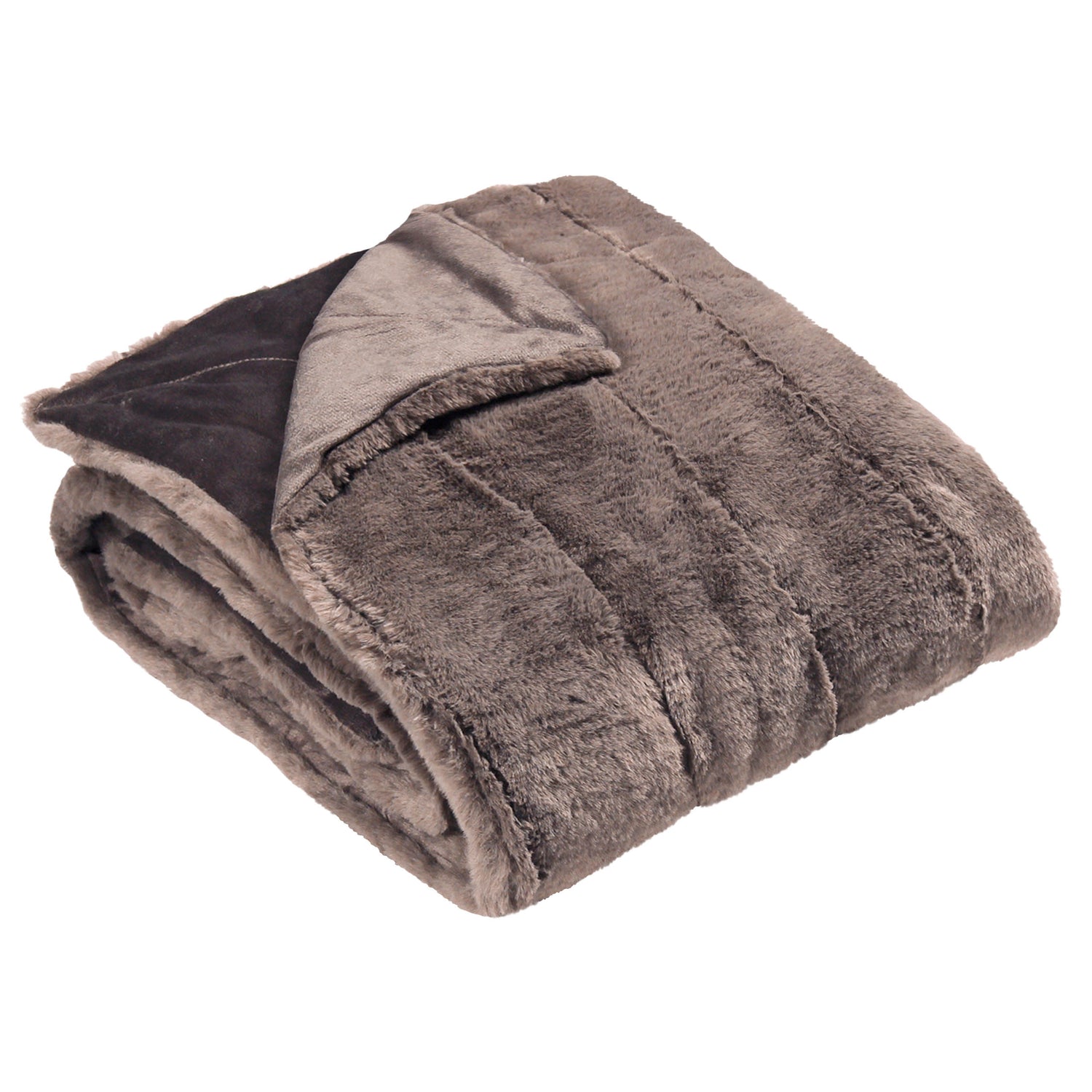 Paoletti Empress Faux Fur 140cm x 200cm Throw Taupe