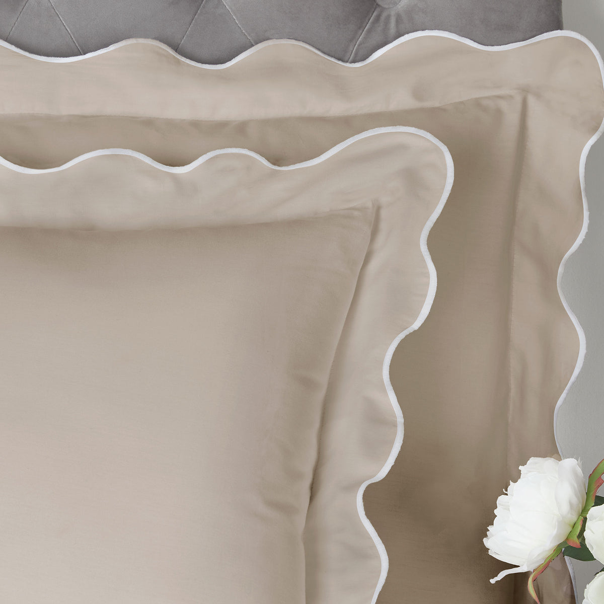 Appletree Scallop Edge Duvet Cover Bedding Set Natural