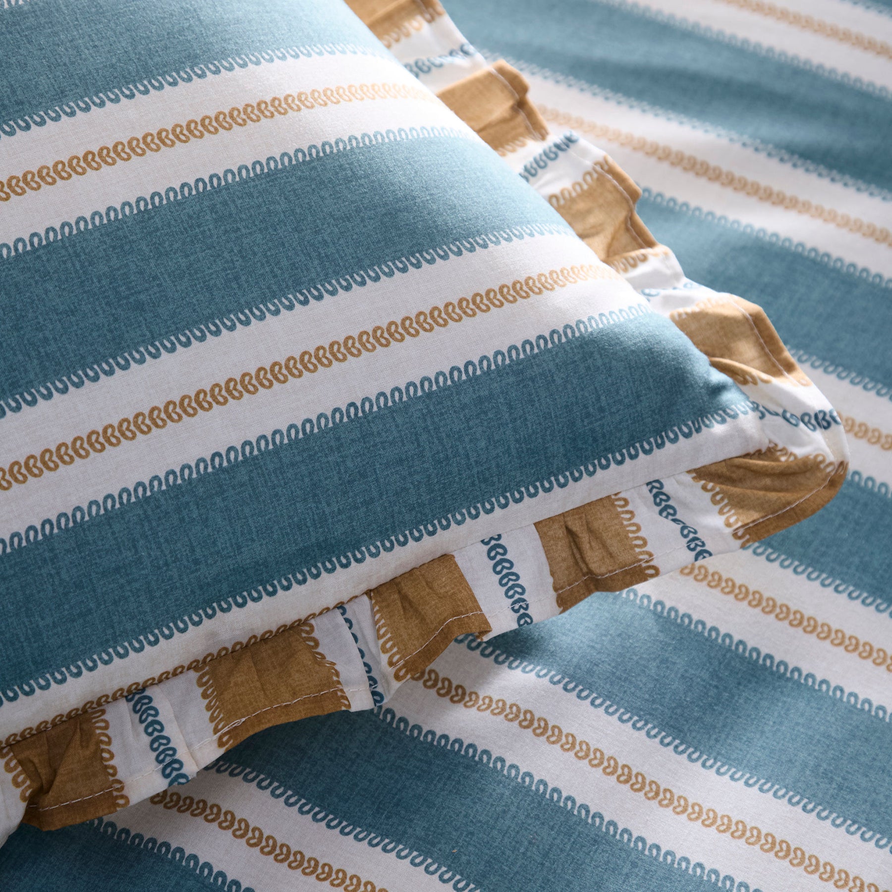 Appletree Eloise Stripe Cotton Duvet Cover Bedding Set Teal