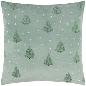 Furn Evergreen Classic Tree Embroidered Filled Cushion 43cm x 43cm Green