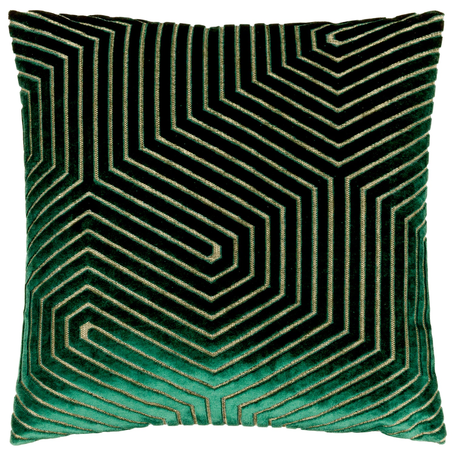 Paoletti Evoke Cut Velvet Filled Cushion 45cm x 45cm Emerald