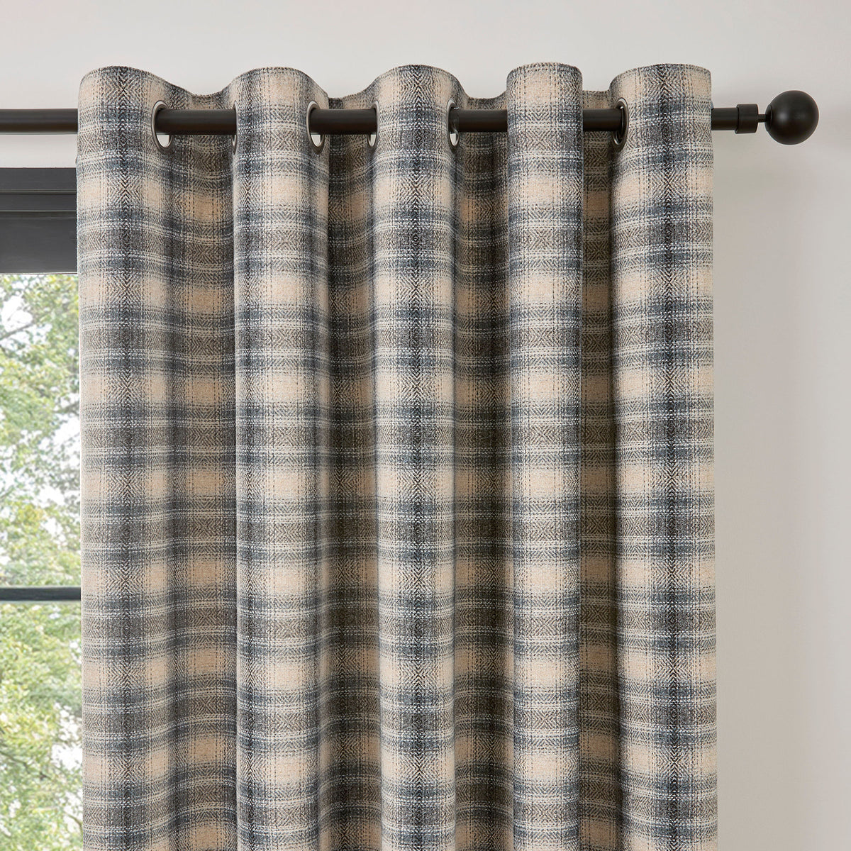 Curtina Everett Jacquard Ready Made Eyelet Curtains Grey