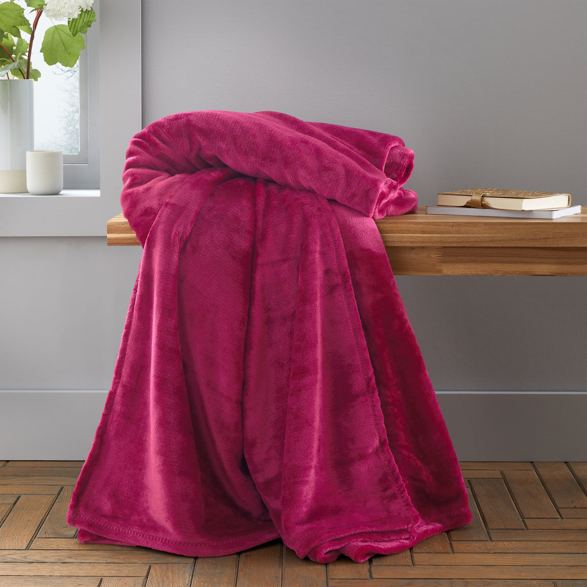 Catherine Lansfield Raschel Velvet Touch 200cm x 240cm Throw Hot Pink