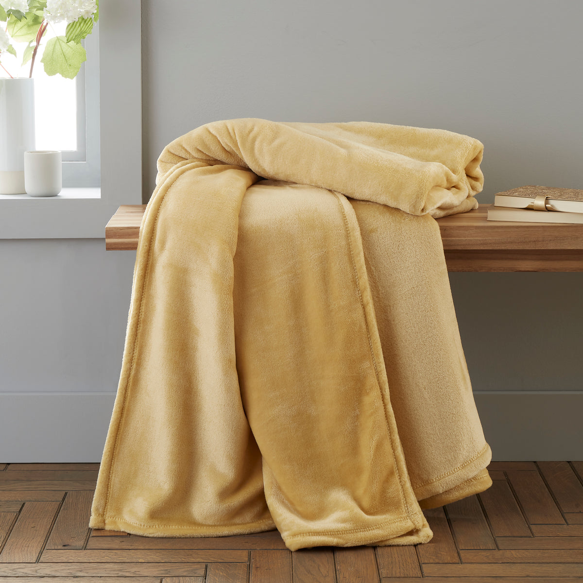 Catherine Lansfield Raschel Velvet Touch 200cm x 240cm Throw Ochre