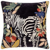 Wylder Exotic Zebra Embroidered Velvet Filled Cushion 50cm x 50cm Midnight