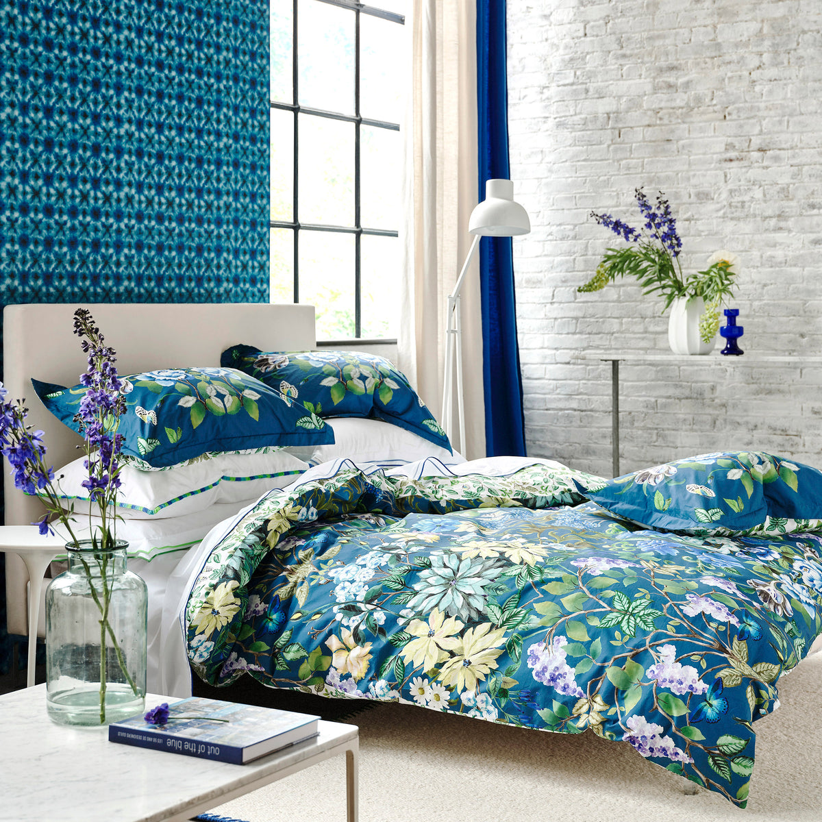 Designers Guild Eleonora Duvet Cover Bedding Set Indigo Blue