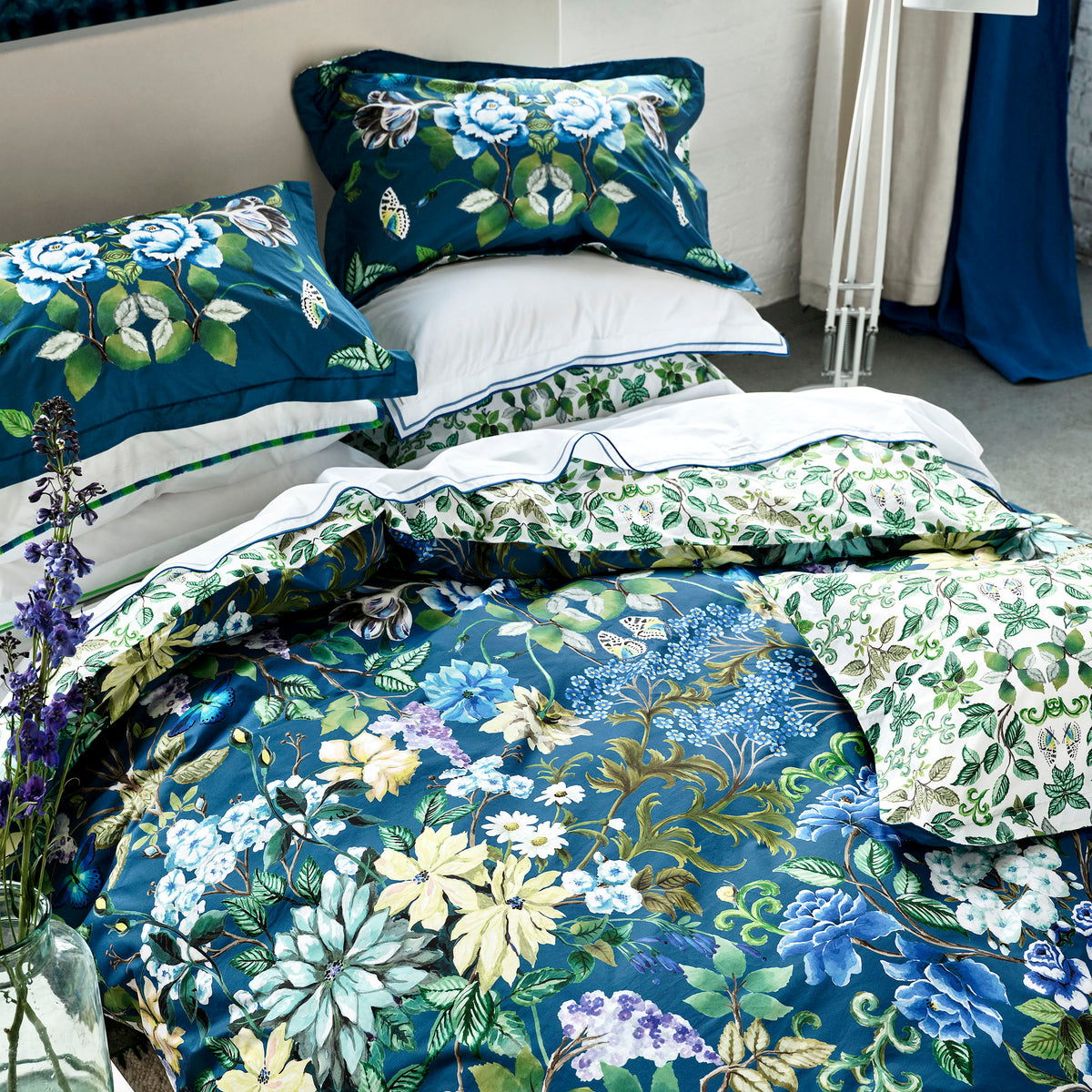 Designers Guild Eleonora Duvet Cover Bedding Set Indigo Blue