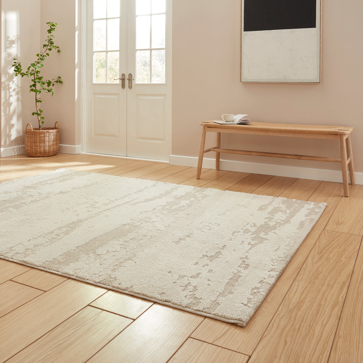 Elio 62841 Multi Textured Pile Rug Cream