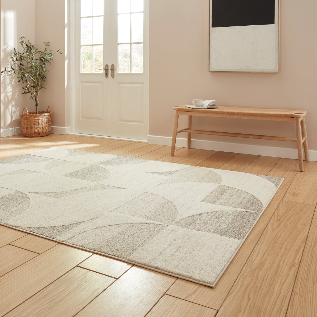 Elio 66747 Multi Textured Pile Rug Beige