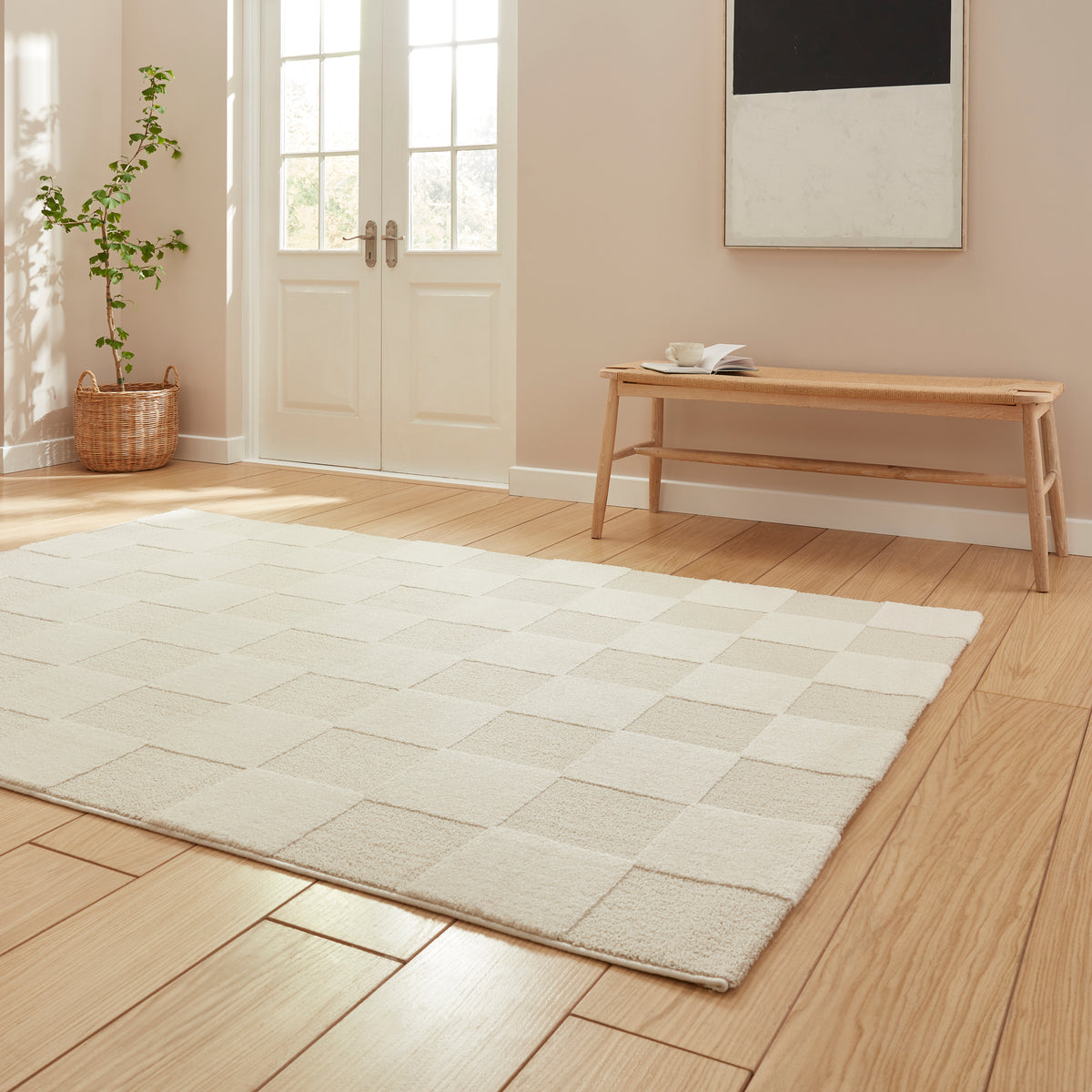 Elio 69924 Multi Textured Pile Rug Cream