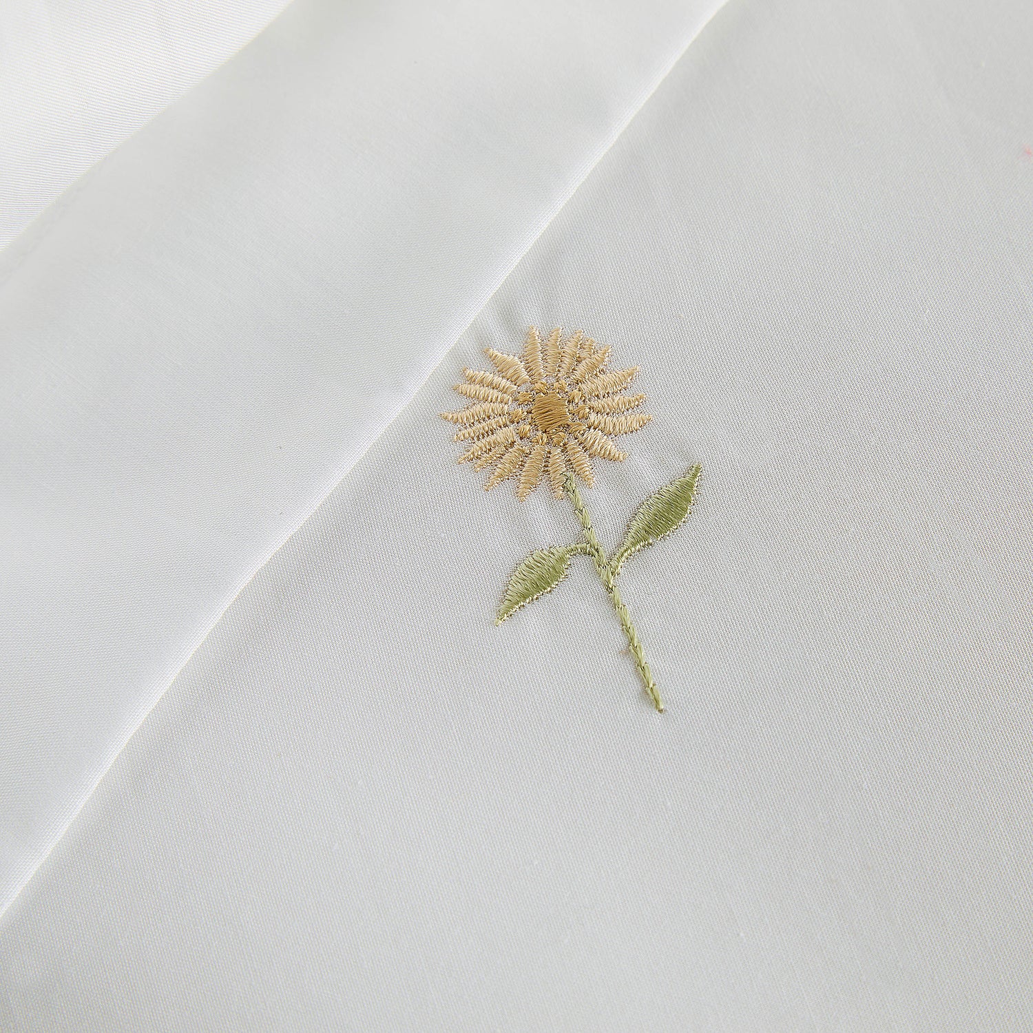 Sophie Allport Embroidered Sunflowers Duvet Cover Bedding Set White