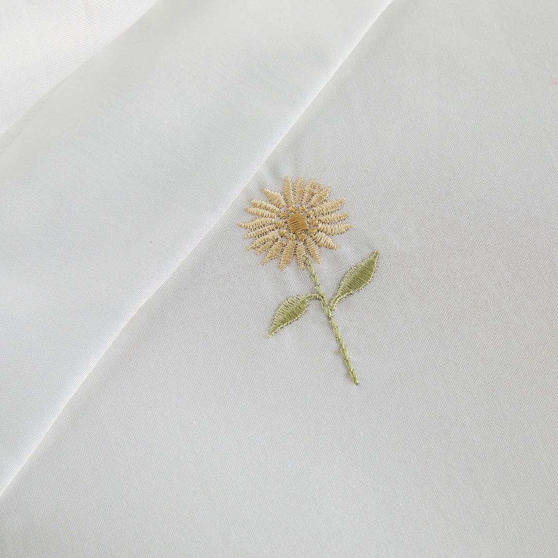 Sophie Allport Embroidered Sunflowers Duvet Cover Bedding Set White
