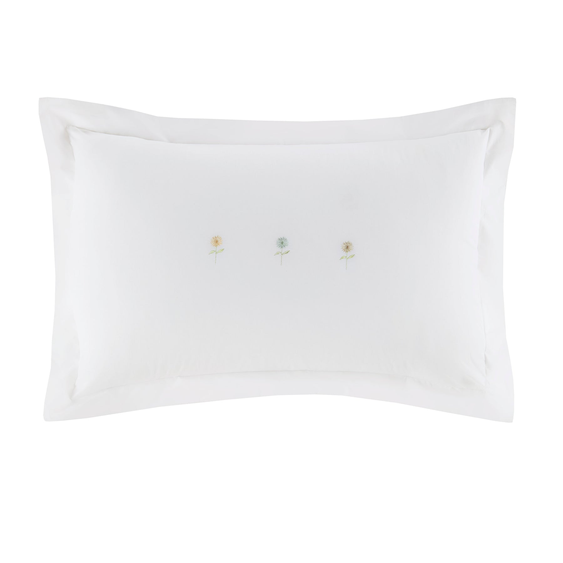 Sophie Allport Embroidered Sunflowers Pair of Oxford Pillowcases White