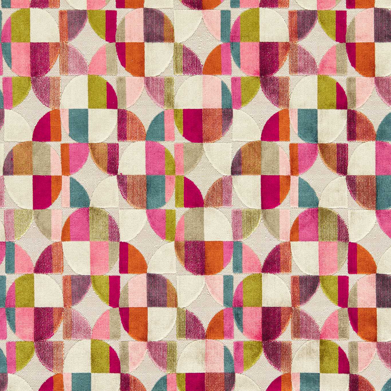 Clarke & Clarke Delaunay Woven Velvet Upholstery Fabric Magenta Peacock