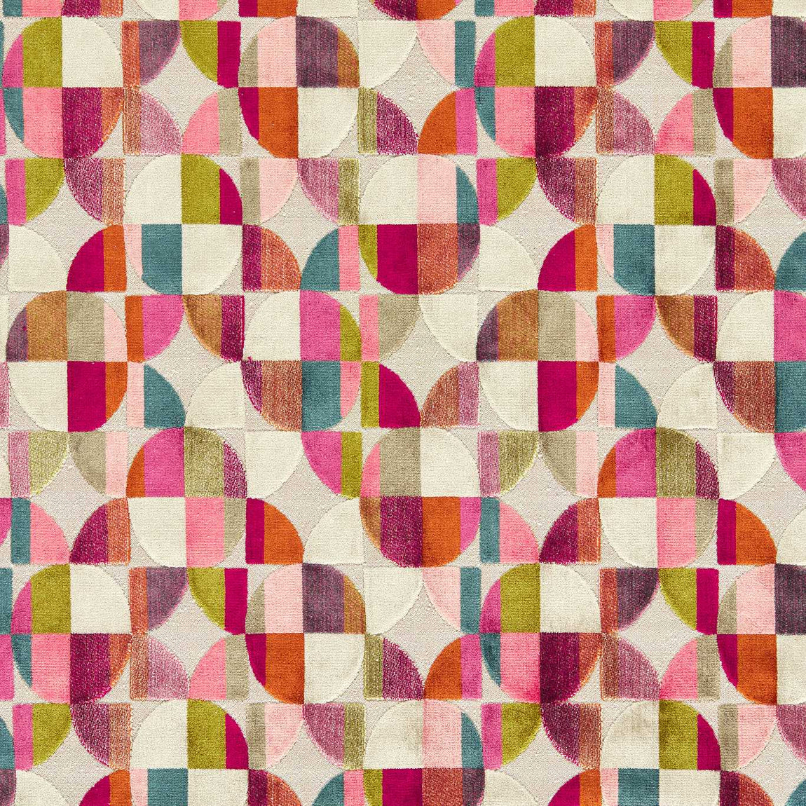 Clarke & Clarke Delaunay Woven Velvet Upholstery Fabric Magenta Peacock