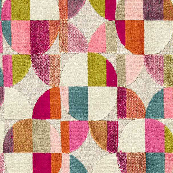 Clarke & Clarke Delaunay Woven Velvet Upholstery Fabric Magenta Peacock