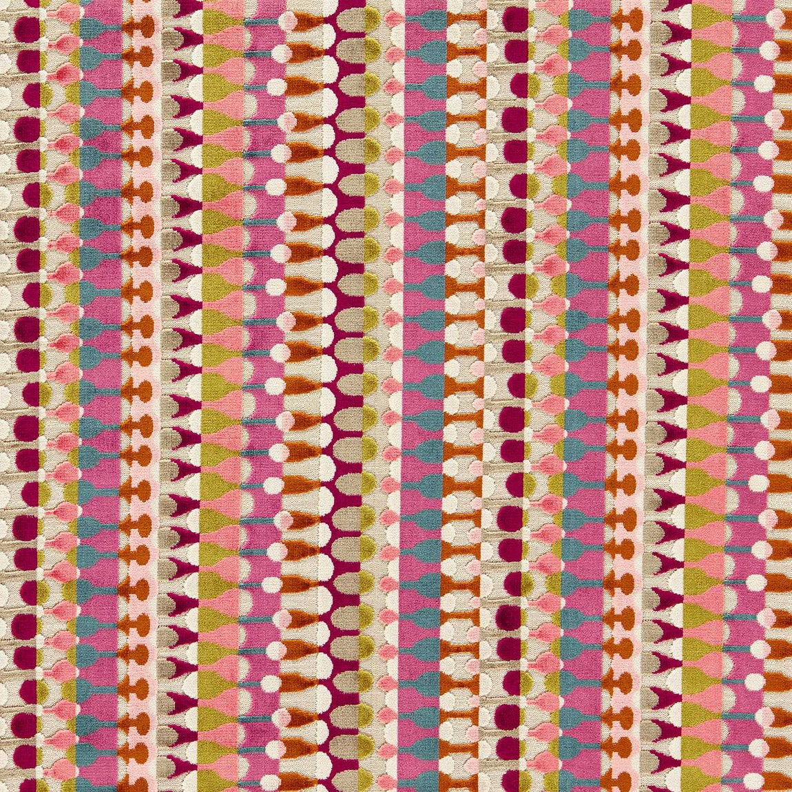 Clarke & Clarke Orpheus Velvet Upholstery Fabric Magenta Peacock