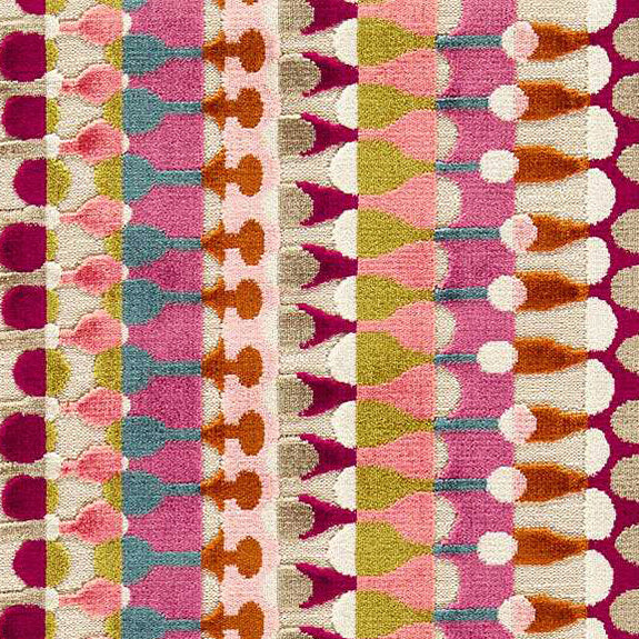 Clarke & Clarke Orpheus Velvet Upholstery Fabric Magenta Peacock