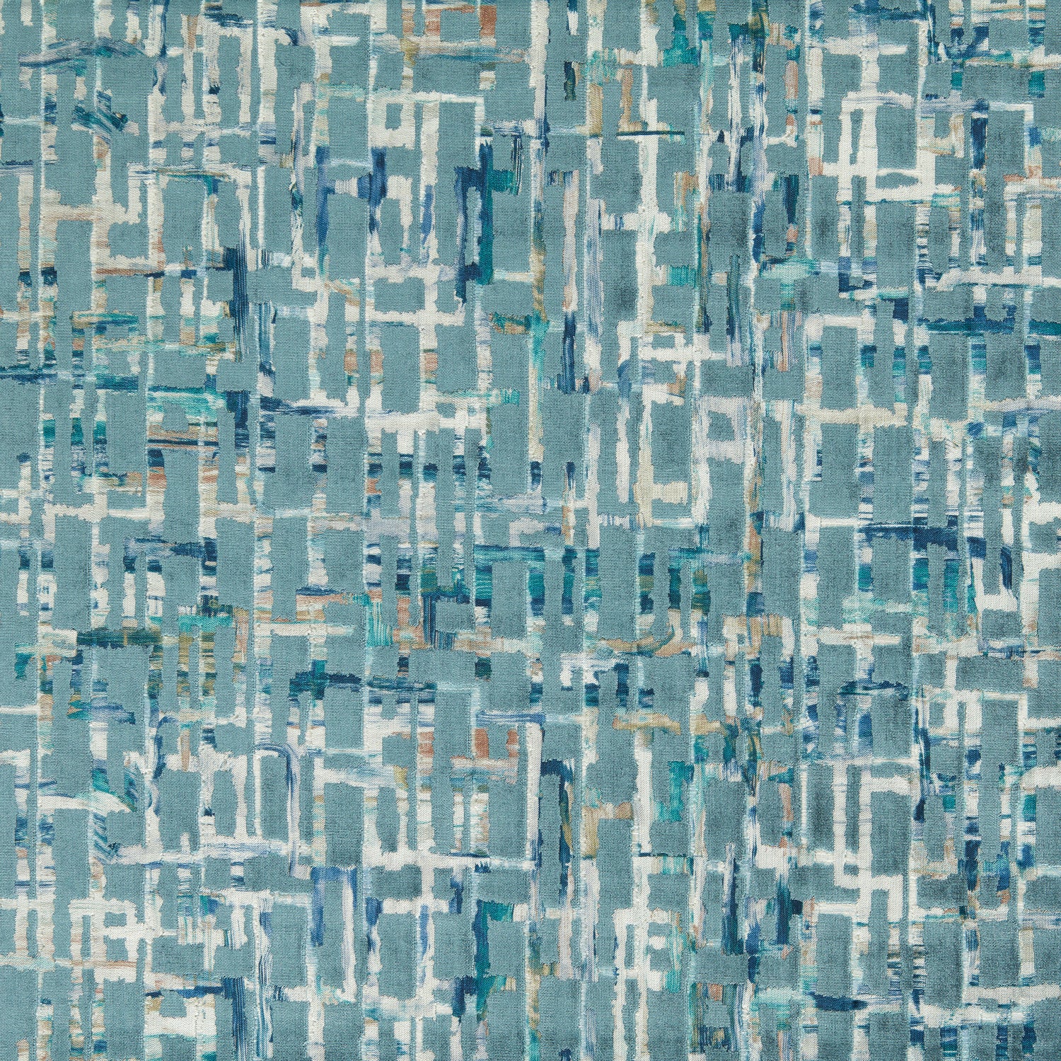 Clarke & Clarke Quadrata Velvet Fabric Teal Mineral