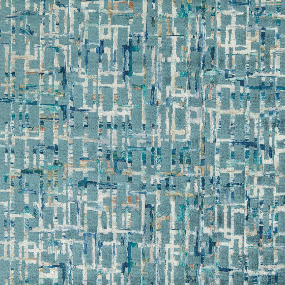 Clarke & Clarke Quadrata Velvet Fabric Teal Mineral