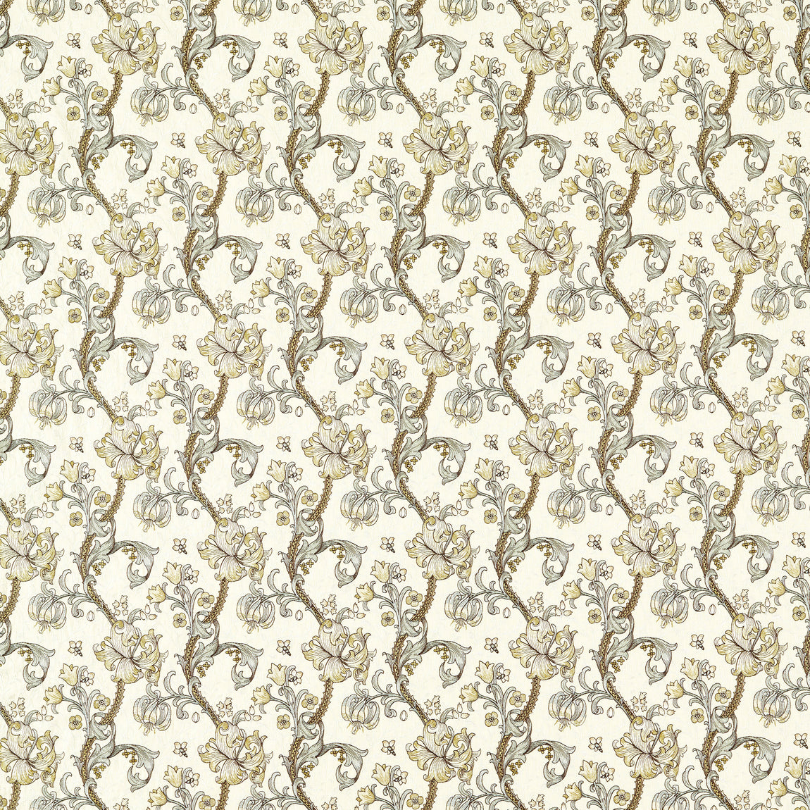William Morris Golden Lily Embroidered Fabric Dove