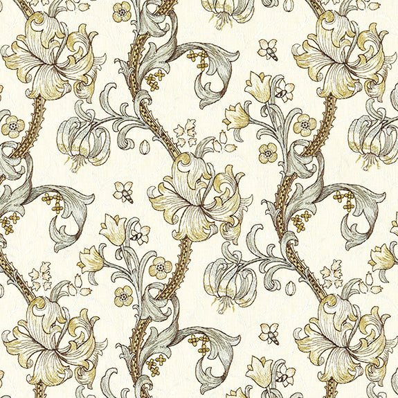 William Morris Golden Lily Embroidered Fabric Dove
