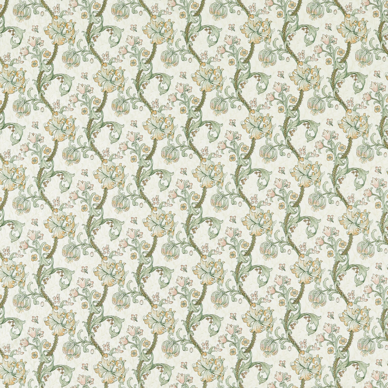 William Morris Golden Lily Embroidered Fabric Linen Blush
