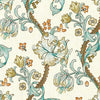 William Morris Golden Lily Embroidered Fabric Linen Teal