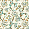 William Morris Golden Lily Embroidered Fabric Linen Teal