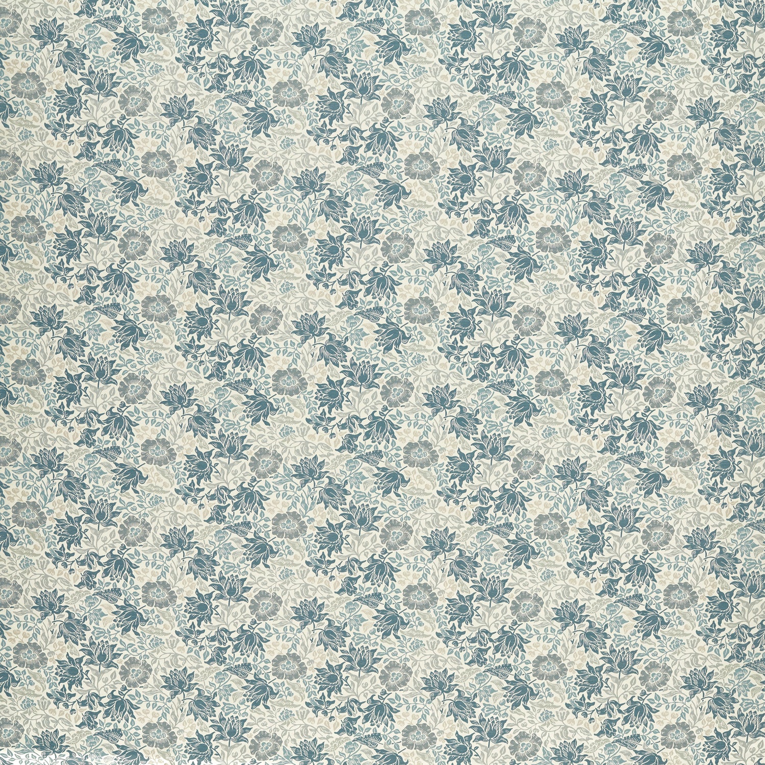 William Morris Mallow Jacquard Fabric Midnight Denim
