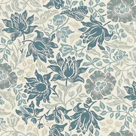 William Morris Mallow Jacquard Fabric Midnight Denim