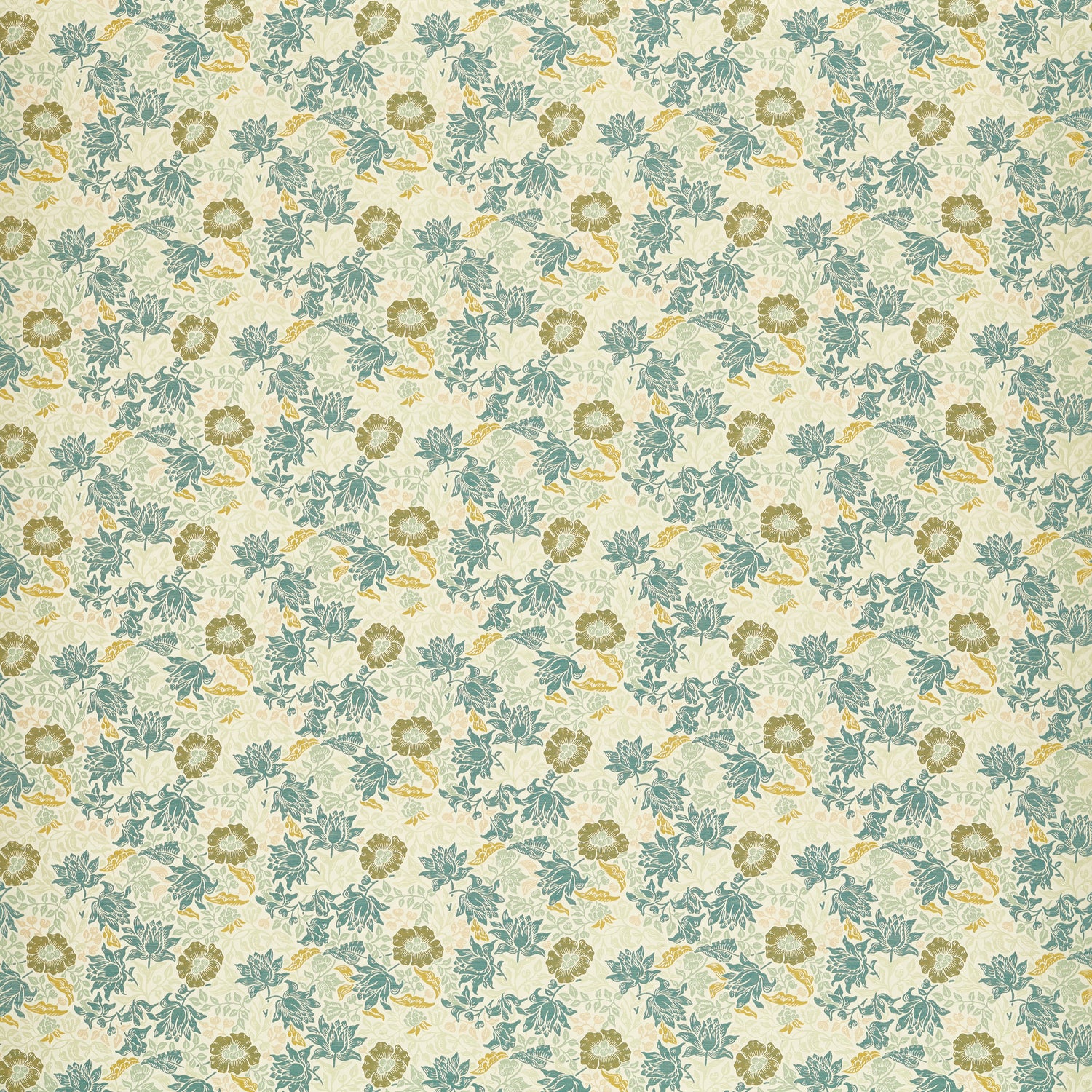 William Morris Mallow Jacquard Fabric Mineral Chartreuse