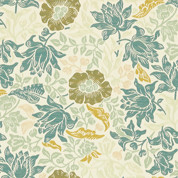 William Morris Mallow Jacquard Fabric Mineral Chartreuse