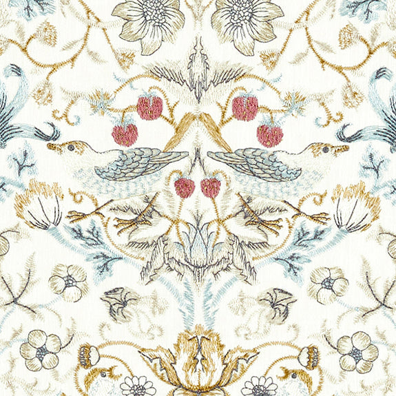 William Morris Strawberry Thief Embroidery Fabric Denim