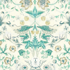 William Morris Strawberry Thief Embroidery Fabric Teal