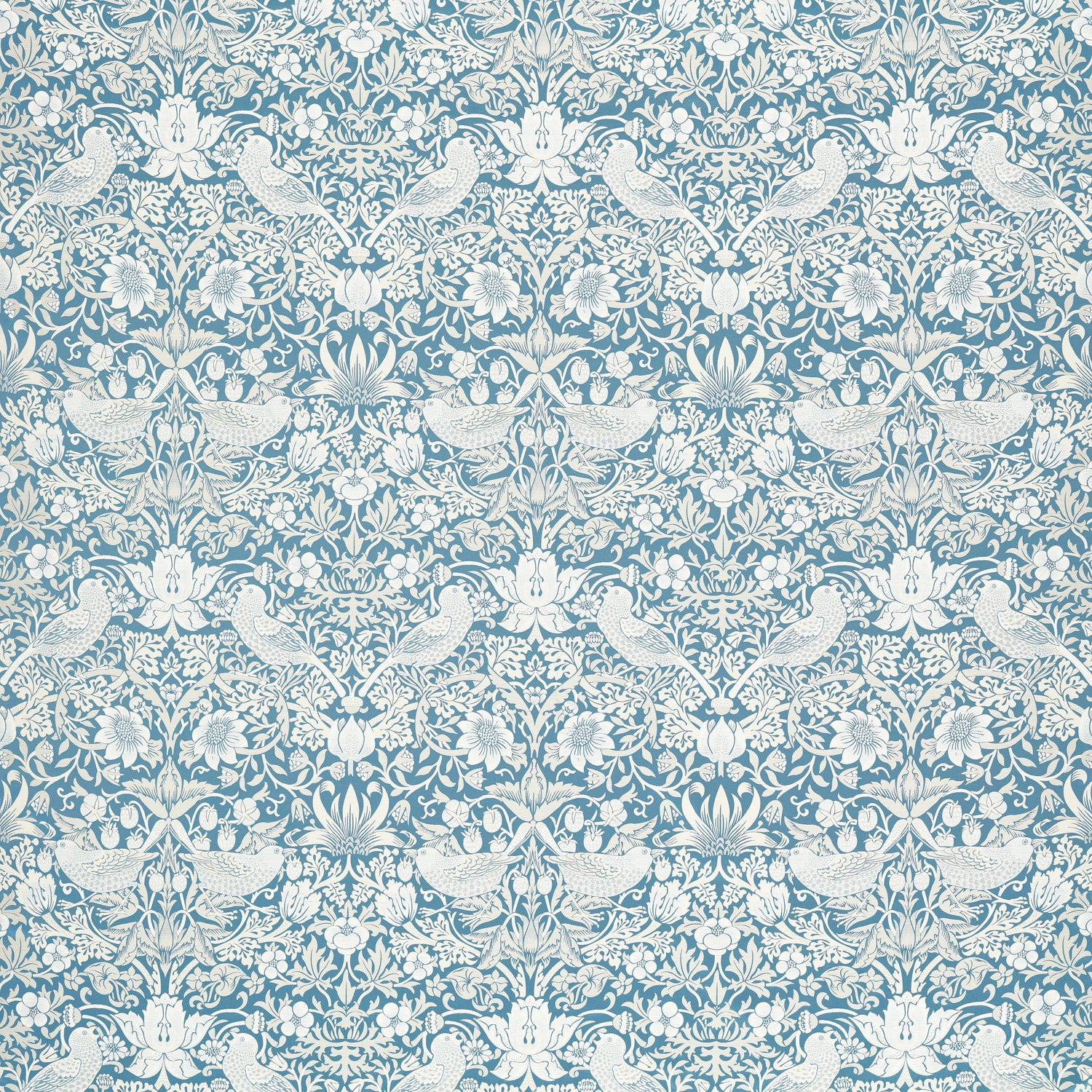 William Morris Strawberry Thief Jacquard Fabric Denim