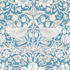 William Morris Strawberry Thief Jacquard Fabric Denim