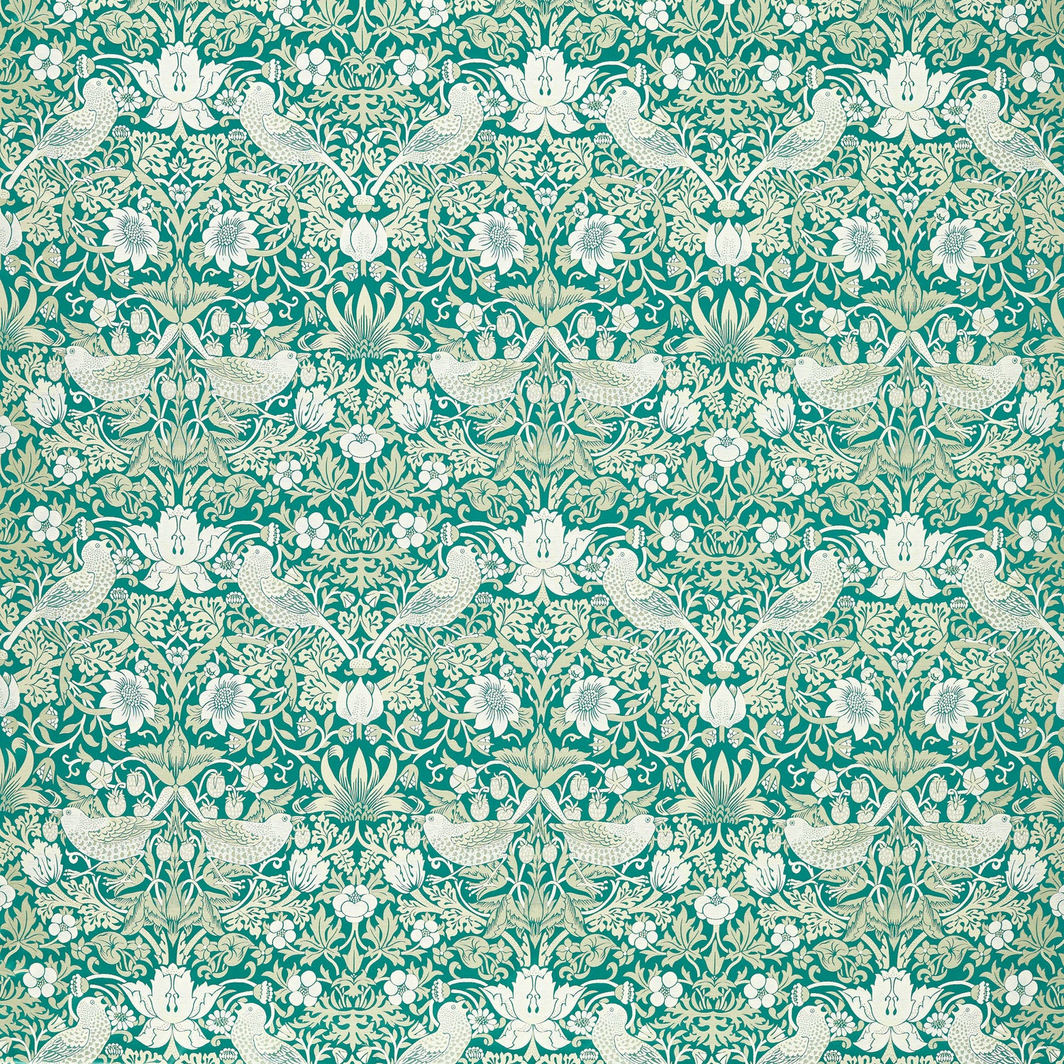 William Morris Strawberry Thief Jacquard Fabric Teal