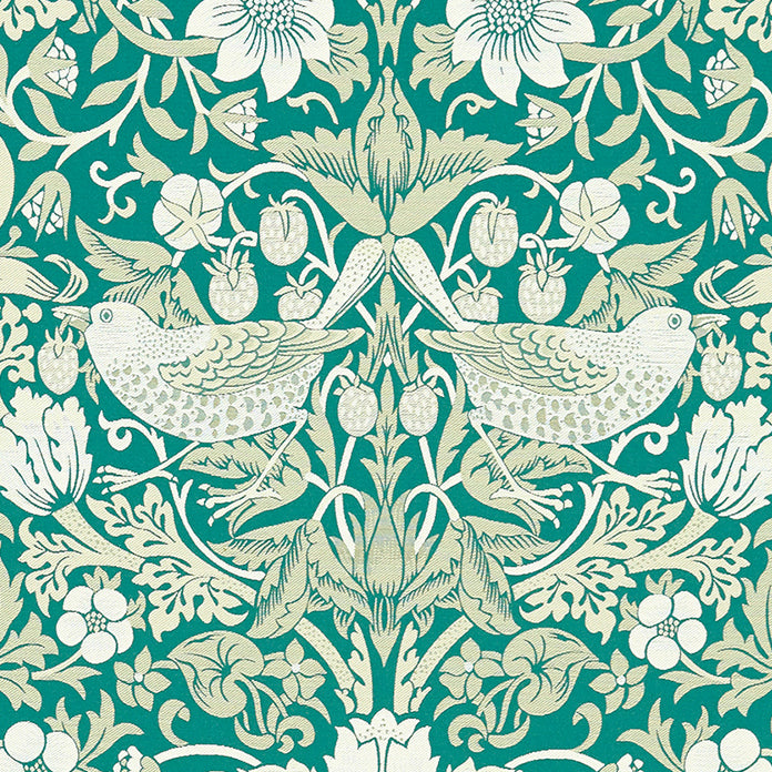 William Morris Strawberry Thief Jacquard Fabric Teal