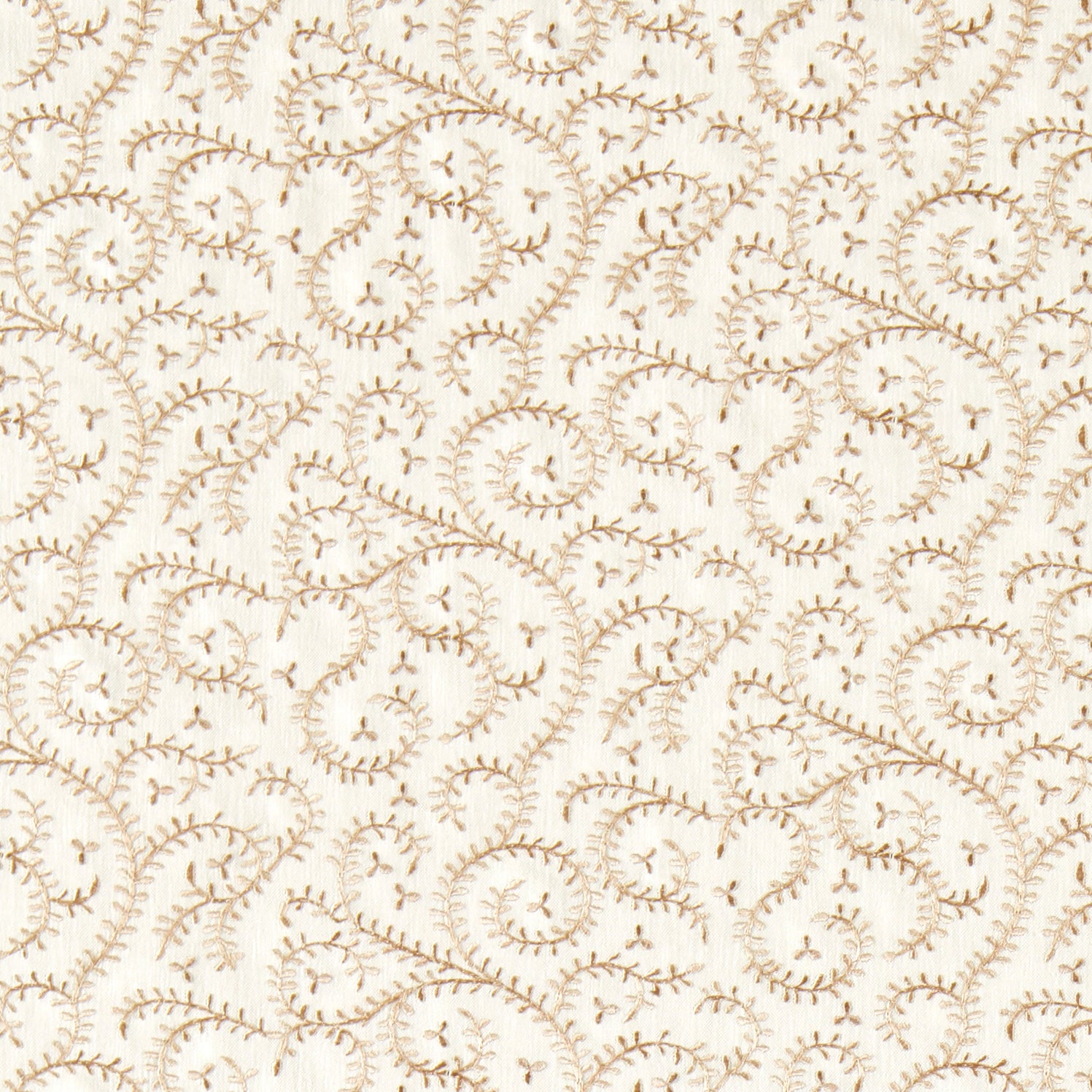 Clarke & Clarke Buta Embroidered Fabric Natural