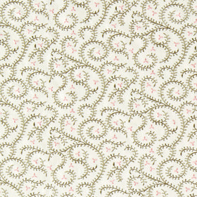 Clarke & Clarke Buta Embroidered Fabric Sage Blush