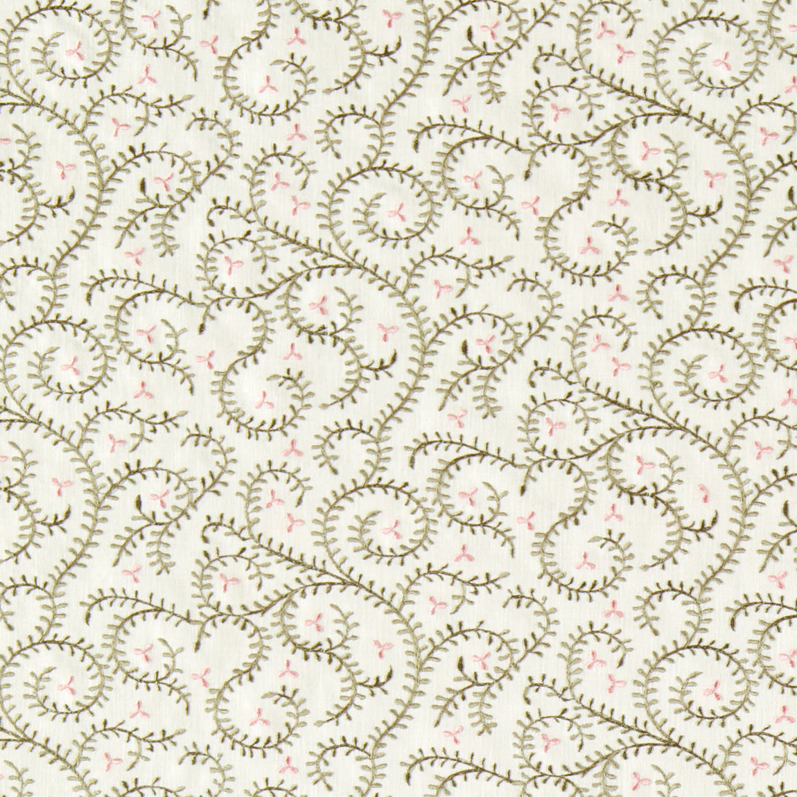 Clarke & Clarke Buta Embroidered Fabric Sage Blush