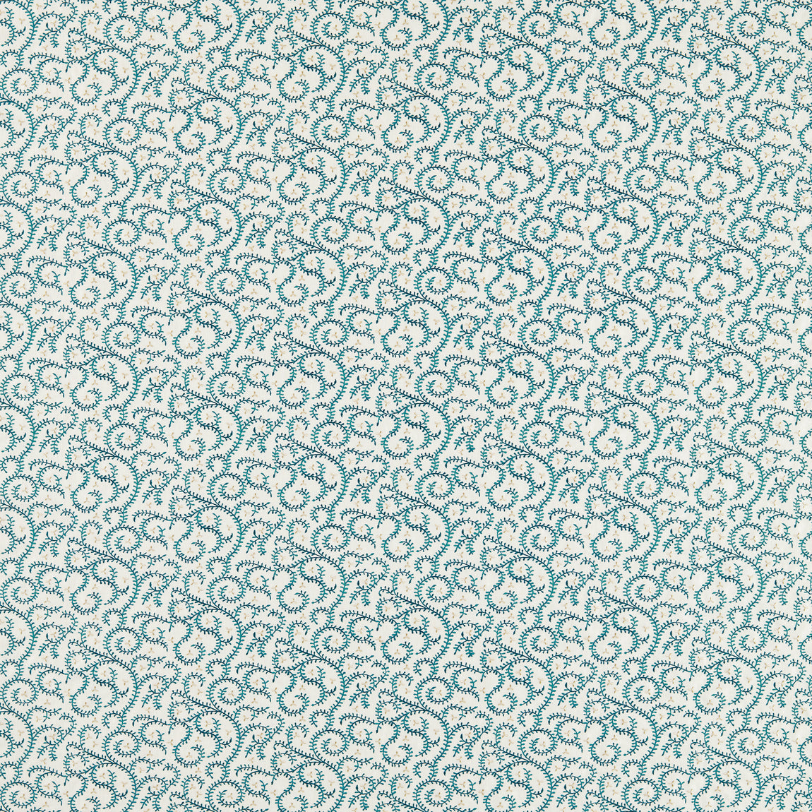 Clarke & Clarke Buta Embroidered Fabric Teal