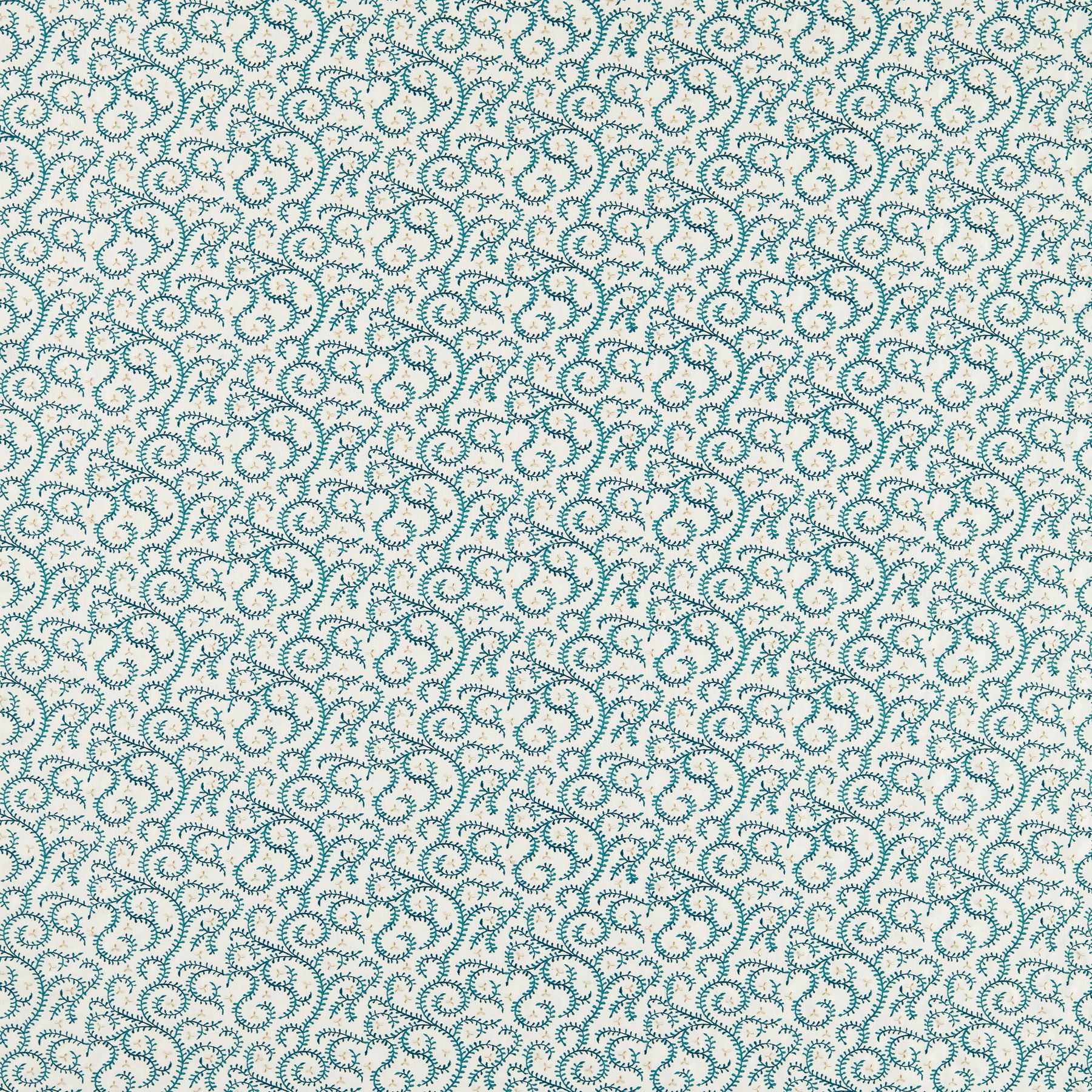 Clarke & Clarke Buta Embroidered Fabric Teal