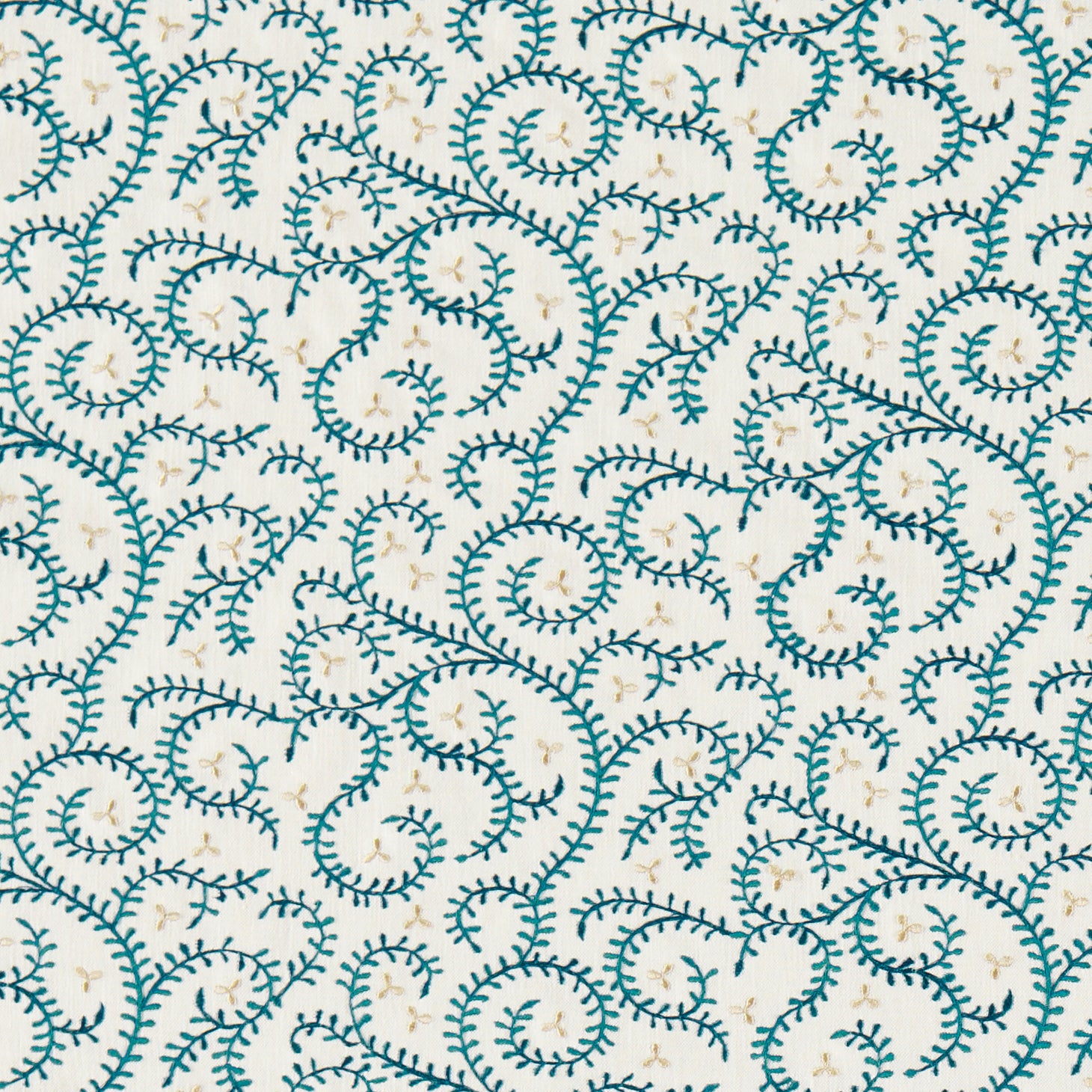 Clarke & Clarke Buta Embroidered Fabric Teal