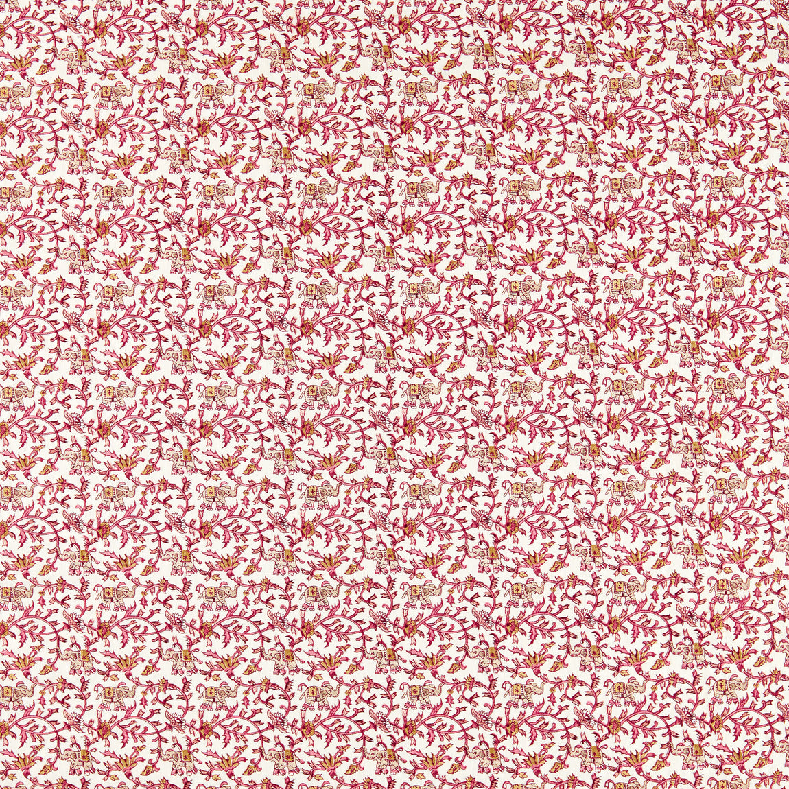 Clarke & Clarke Hathi Embroidered Fabric Raspberry