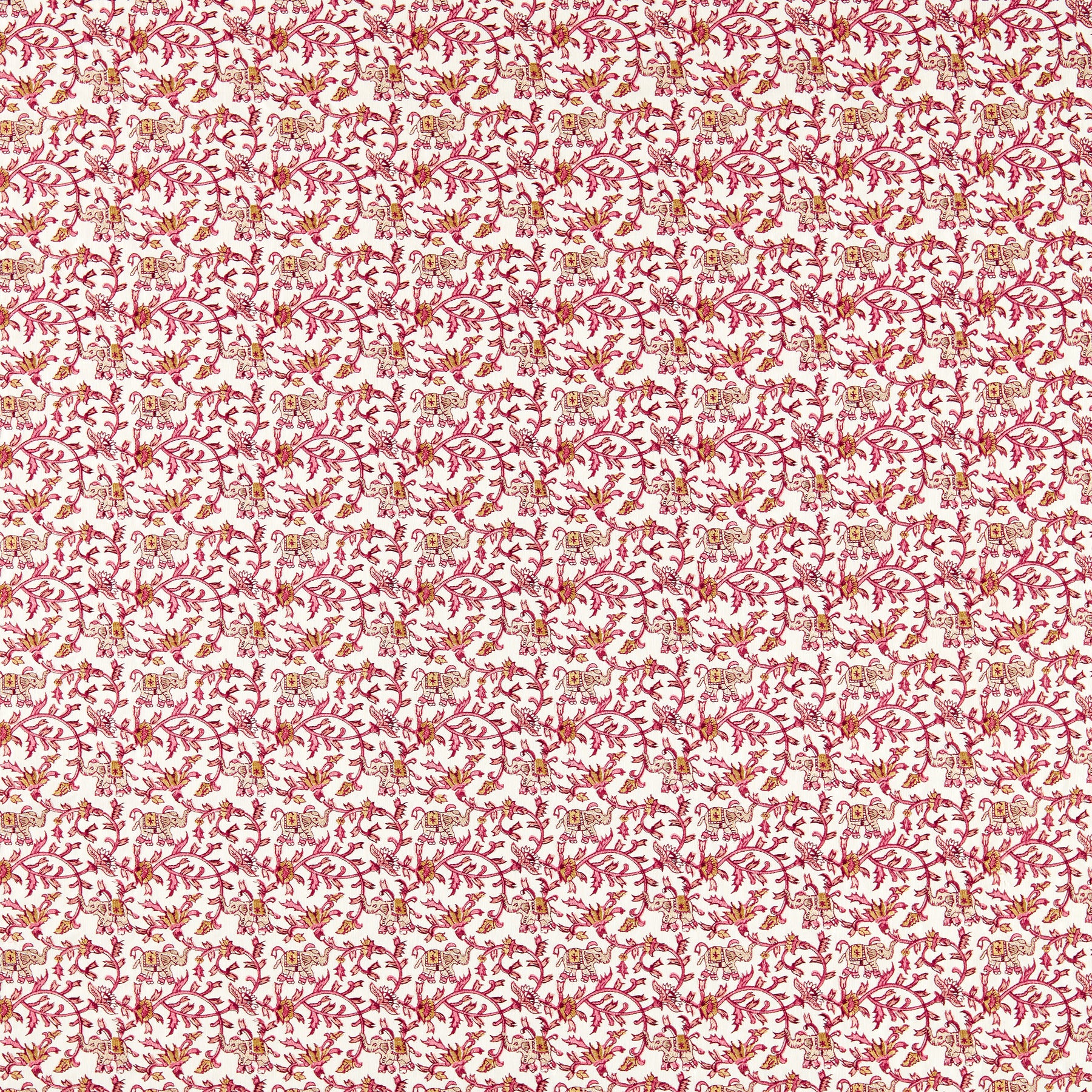 Clarke & Clarke Hathi Embroidered Fabric Raspberry