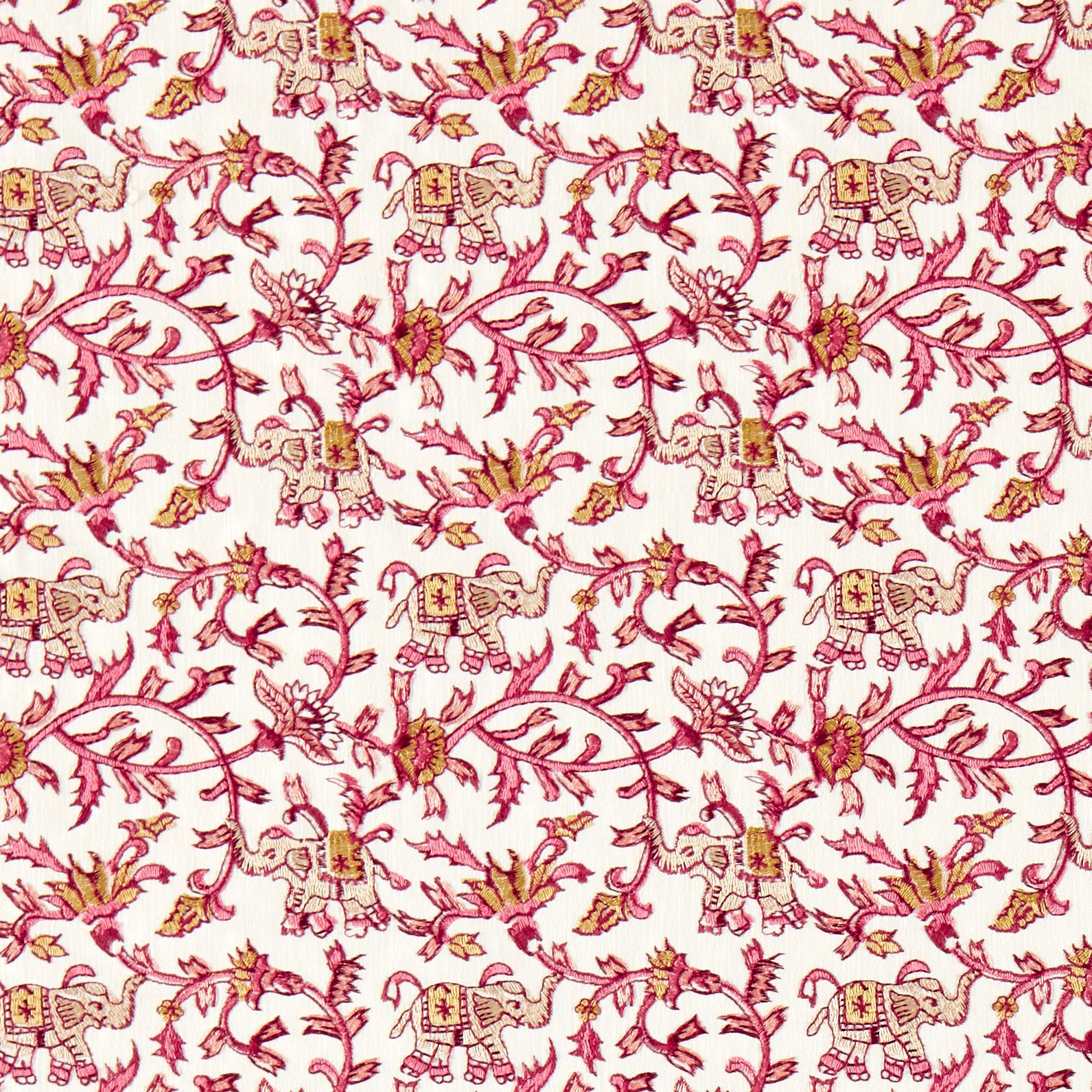 Clarke & Clarke Hathi Embroidered Fabric Raspberry