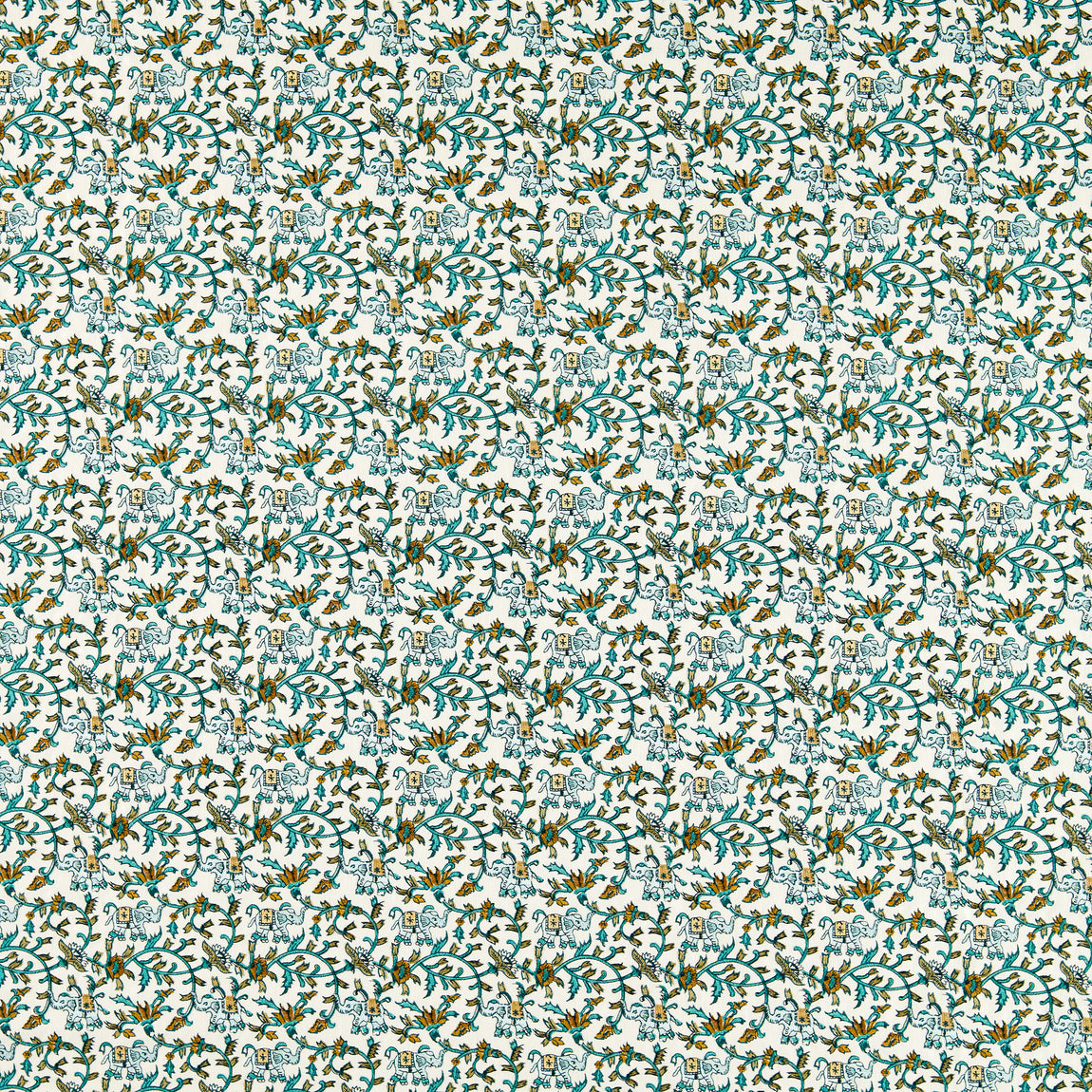 Clarke & Clarke Hathi Embroidered Fabric Teal