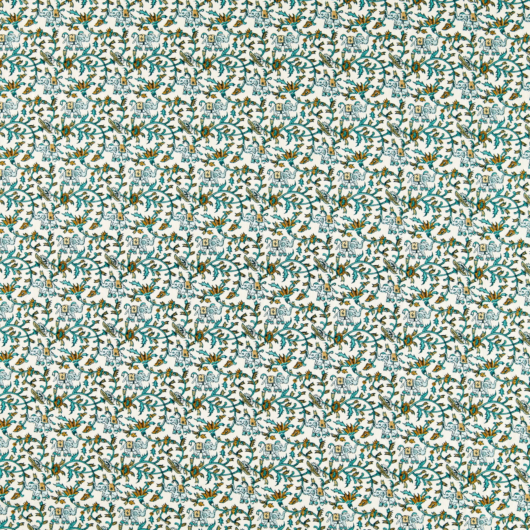 Clarke & Clarke Hathi Embroidered Fabric Teal